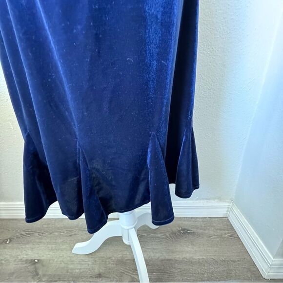 Susan Graver Blue Velour Skirt Elastic Waist Godet  QVC Grandmacore Y2K Size S - Picture 7 of 10